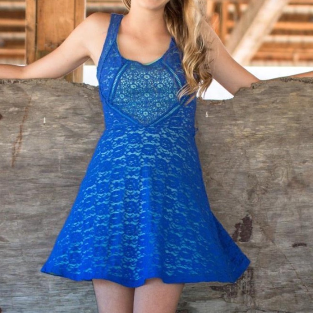 Blue lace dress